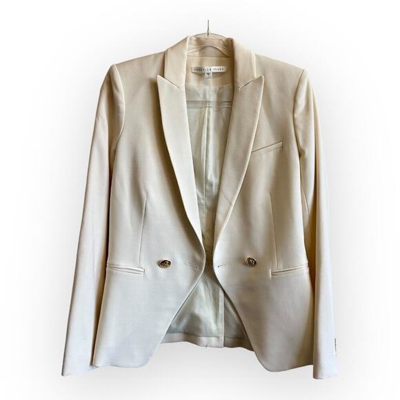 Veronica Beard Cream White Wool Blazer Jacket Gold Hardware Size 2